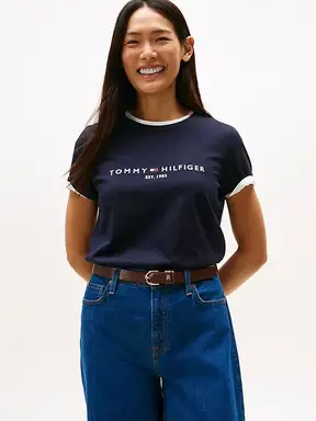 Tommy Hilfiger dames t-shirt C-NK Heritage Hilfiger - Desert Sky - XL