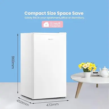Comfee RCD93WH2(E) 49cm Wide Solo Series Retro Under Counter Fridge 93L - White - E Rated