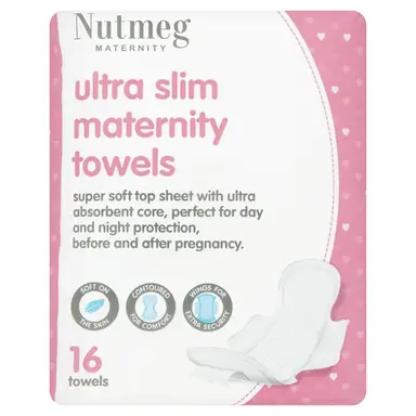 Nutmeg Ultra Slim Maternity Towels 16 Pack Assorted