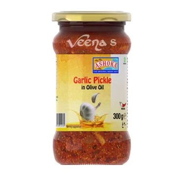 ASHOKA Garlic Pickle in Olive Oil 300g - Tangy & Spicy Indian Condiment