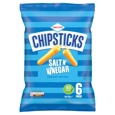 Smiths Chipsticks Salt & Vinegar Flavour 6 x 17g