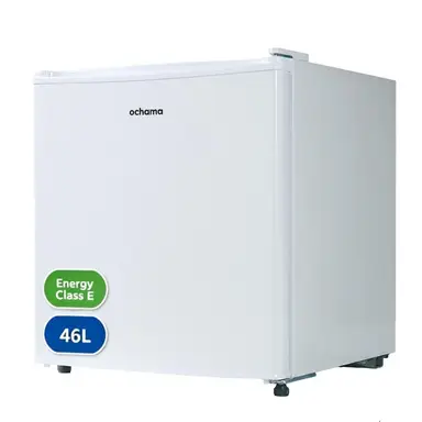 Ochama Counter-Top Refrigerator, 46 L, Mini Fridge, Daily Power Consumption 0.35 kWh, 2-8℃ Refrigeration, White, Ideal for Dormitories, Offices and Households