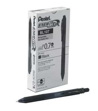 Pentel EnerGel X 0.7 Retractable Gel Pen Black Pack of 12