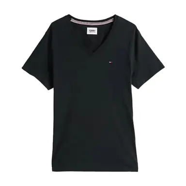 Tommy Jeans Heren V-Hals T-Shirt – Tommy Zwart M