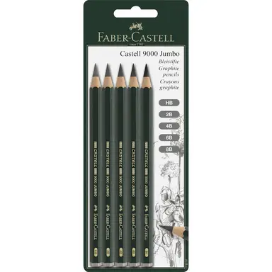 Faber-Castell Castell 9000 Graphite Pencil, Set of 5