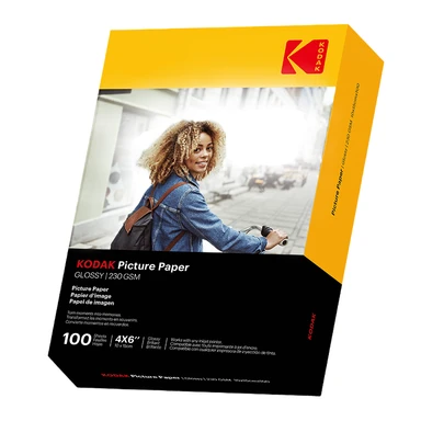 Kodak Papier photo, 100 feuilles, finition brillante, 230 g/m², format A6 - 10 x 15 cm