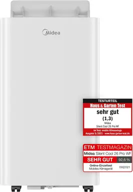 Midea Silent Cool 26 Pro WF - draagbare airco - 9000 BTU koeling, 2,6 kW ontvochtiger & ventilatie
