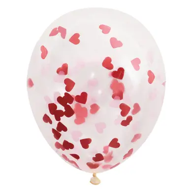 Unique Party Confetti Hearts Balloons, 41cm, 5 Pack