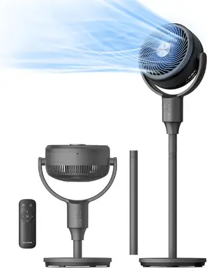PELONIS Ventilateur sur pied, Circulateur d'air, Ultra OmniFlow (oscillation automatique 135°+85°), Ventilateur de sol silencieux à 3 vitesses, Télécommande, Minuterie 6 h, Fonction mémoire, Hauteur réglable, Ventilateur sur pied pour chambre