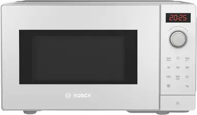 Bosch FFL023MW0 Serie 2 Mikrowelle, 26 x 44 cm, 800 W, Drehteller 27 cm, Türanschlag Links, AutoPilot 7 mit 7 Automatikprogramme, Reinigungsunterstützung, LED-Touchdisplay, Weiß
