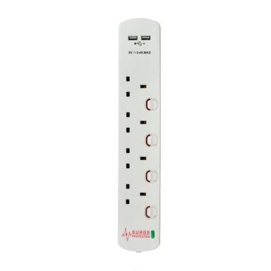 MORRISONS 13 AMP 4 GANG USB SWITCH SURGE EXTENSION LEAD 2M