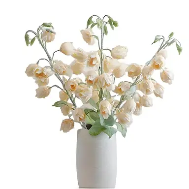 3Pcs 33in/84cm
Artificial Bluebell Silk Flower Outdoors Fake Plants Faux Silk Flower, Large Artificial Lily of The Valley Wind Chime Orchid for Home Office Decoration, Dining Table Centerpiece( Champagne)