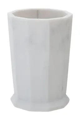 Maison by Premier Grey Polyresin Bathroom Tumbler, Marble Effect Tumbler Holder Cup, Geometric Water Tumbler For Daily Use