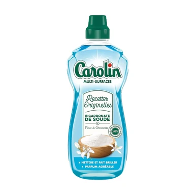 CAROLIN Multi Surfaces Recettes Originelles Bicarbonate De Soude Et Fleur De Citronnier  1L