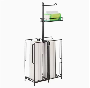 Double-Sided Folding Floor-Mounted Multi-Layer Paper Towel Rack