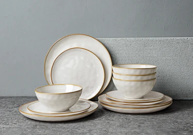 Richmount 6-teiliges Cottage-Stil Rundes Teller-Set in Gelb & Weiß