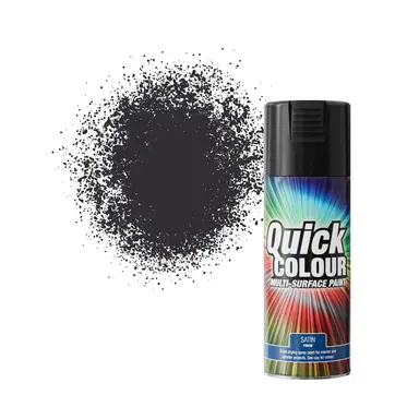 QUICK COLOUR MULTI SURFACE SPRAY PAINT BLACK SATIN 400ML