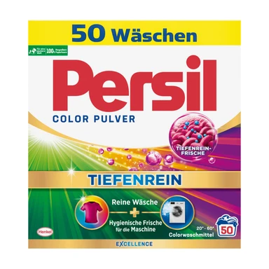 Persil Colorwaschmittel Pulver - Tiefenrein, für 50 Waschladungen, 3 kg Packung