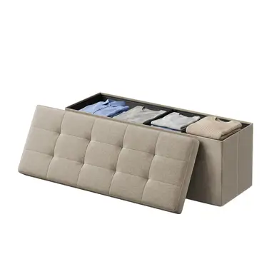 Ochama x SONGMICS Storage Ottoman Bench, 38 x 110 x 38 cm, End of Bed Bench, Storage Chest, for Living Room, Bedroom, Entryway, Camel Brown