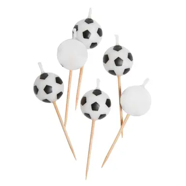 Unique Soccer Pick Birthday Candles, 6 pack