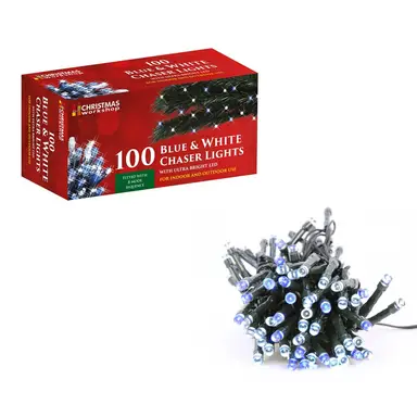 Christmas Workshop 100 LED Blue & White Chaser Lights