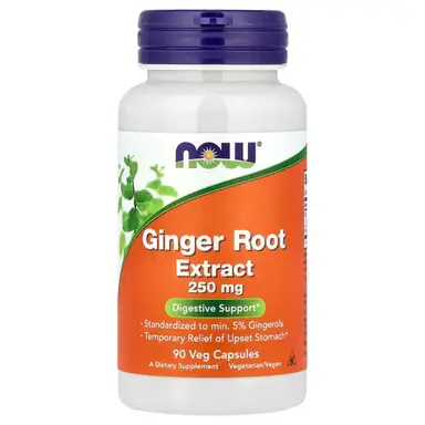 NOW Foods Ginger Root Extract, 250mg - 90 Vegan Capsules