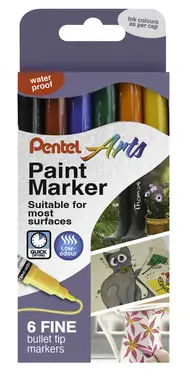 Pentel Fine Paint Marker Standard Colours Pack of 6