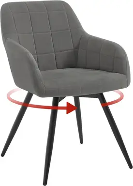 WOLTU schwenkbarer Esszimmerstuhl, ergonomischer Küchenstuhl, gepolsterte Samtoberfläche, Metallbeine, Sessel für Wohnzimmer, Büro, Schlafzimmer, Balkon, dunkelgrau, EZS85dgr-1