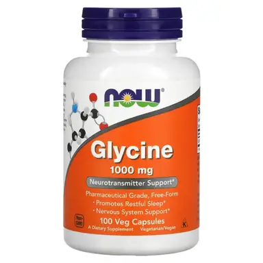 NOW Foods Glycine, 1000mg - 100 Vegan Capsules