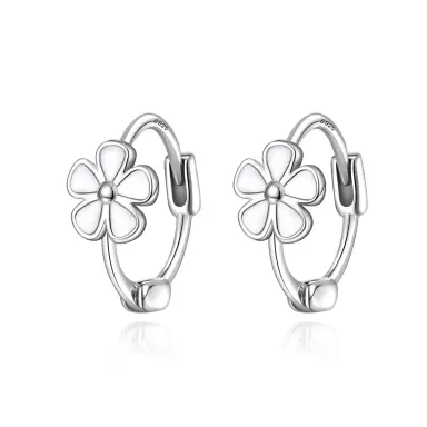 Ever Faith Flower Hoop Earrings Hypoallergenic Mini Small Huggie Hoops Flower Earrings