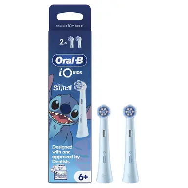 Oral-B iO Kids Disney Stitch Electric Toothbrush Head for Ages 6+, Gentle on wobbly teeth & gums for cleaner teeth, Pack of 2