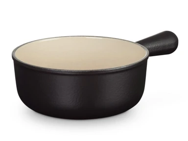 LE CREUSET Emaille Gusseisen-Fondue-Topf Mattschwarz 20cm für Käse- und Schokofondue