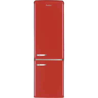 Amica FKR29653R Retro 181cm, Static Fridge Freezer, 60/40, Red, E Rated