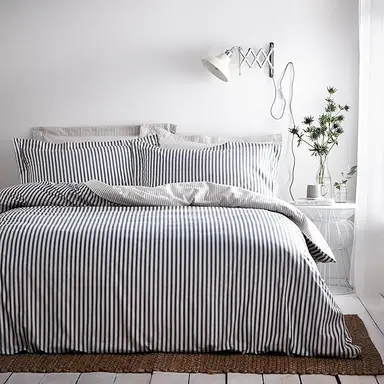 Yard Duvet Cover Set Hebden Stripe Mineral Blue Double