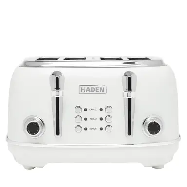 Haden Heritage Retro 4-Slice Toaster, Stainless Steel, Ivory White - 194220