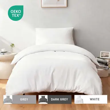 LeBonsoir White Duvet Cover Set，135x200cm/50x75cmx1 Soft Double Brushed Bedding Set， with Zip， 2 Pieces， Includes 1 Duvet Cover & 1 Pillowcase， NO Comforter