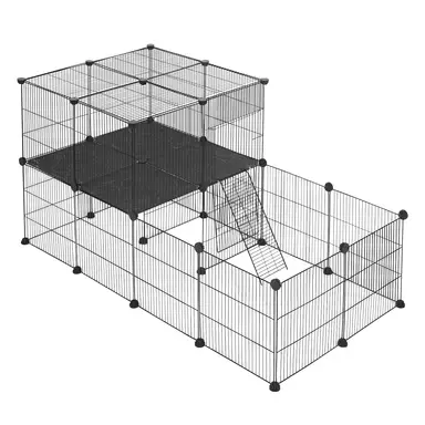 EUGAD Doppelstöckiger Kaninchenlauf, Meerschweinchenkäfig aus Metallgitter, 140x70x70cm