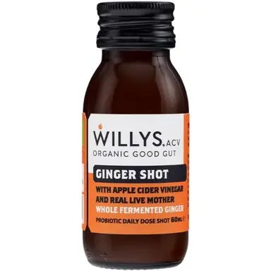 Willy's Organic Ginger Apple Cider Vinegar Digestive Support Shot - 60ml
