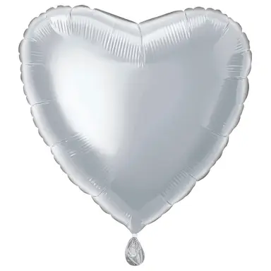 Unique Party Heart Foil Balloon, Silver, 45cm