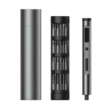 EasyWox 62-in-1 Mini Electric Screwdriver Set, Digital Torque Display, 500mAh Rechargeable Lithium Battery, Rotatable Tube Storage, Extendable Bits, Gray