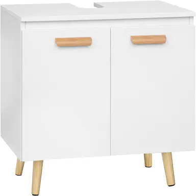 EUGAD Waschbeckenunterschrank Unterschrank Badezimmerschrank Waschtisch Badschrank Beistellschrank mit 2 Türe 60 x 40 x 60,5 cm Weiß