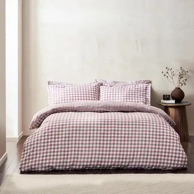Yard Duvet Cover Set Barton Check Berry Double