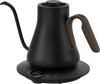 Cocinare Gooseneck-Pour-Over-Wasserkocher mit präziser Temperaturregelung (±1 ℉) und integriertem Brühtimer, 1500 W schnelles Aufheizen, 0,9 l aus BPA-freiem Edelstahl (Obsidian Black) für Kaffeeliebhaber