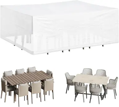 WOLTU Möbelabdeckung, 250x210x90 cm, Gartenmöbel Abdeckung, PE Abdeckung UV-beständig Wasserabweisend Winterfest Reißfest, Transparent