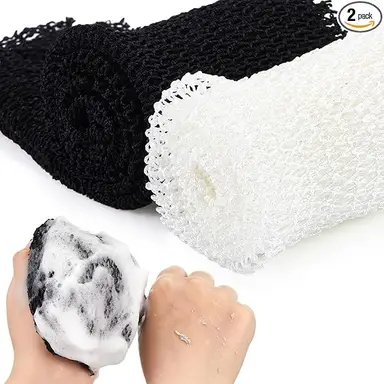 personal care-african net sponge kit-90g-black+white-with string