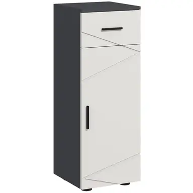 kleankin Badezimmerschrank Badschrank schmal mit Schublade, verstellbaren Regalen Toilettenschrank Beistellschrank Nischenschrank für Badezimmer, kleine Räume, 30 x 30 x 82 cm Grau
