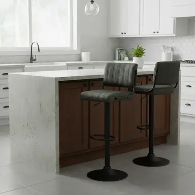 Bar Stools Paris Faux Distressed Leather Adjustable Height Olive 2pcs