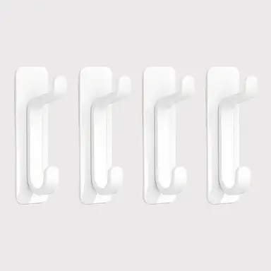 JORDAN&JUDY No-Drill Strong Adhesive Hooks, 4-Pack, Stainless Steel, Damage-Free, Over-Door Storage, White