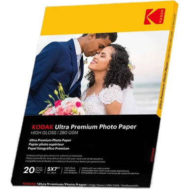 Kodak Papier photo ultra premium - 20 feuilles photo - Format 13 x 18 cm - Finition brillante - 280 g/m² - Compatible jet d'encre