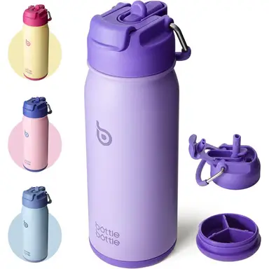 Bottle Bottle Gourde isotherme en acier inoxydable avec paille 473 ml - Violet